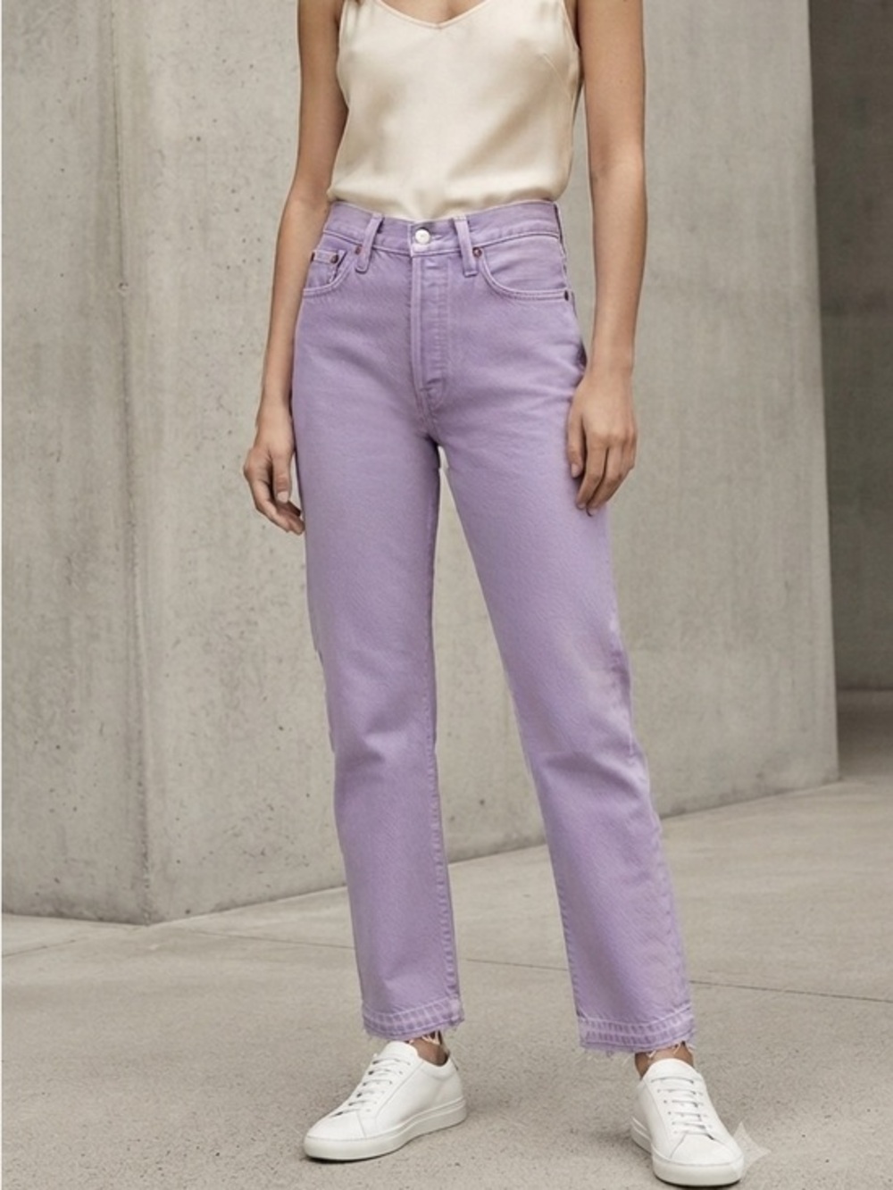 New Levi's Lavender High-Rise 501 Straight Leg Jeans Size 25 Cotton